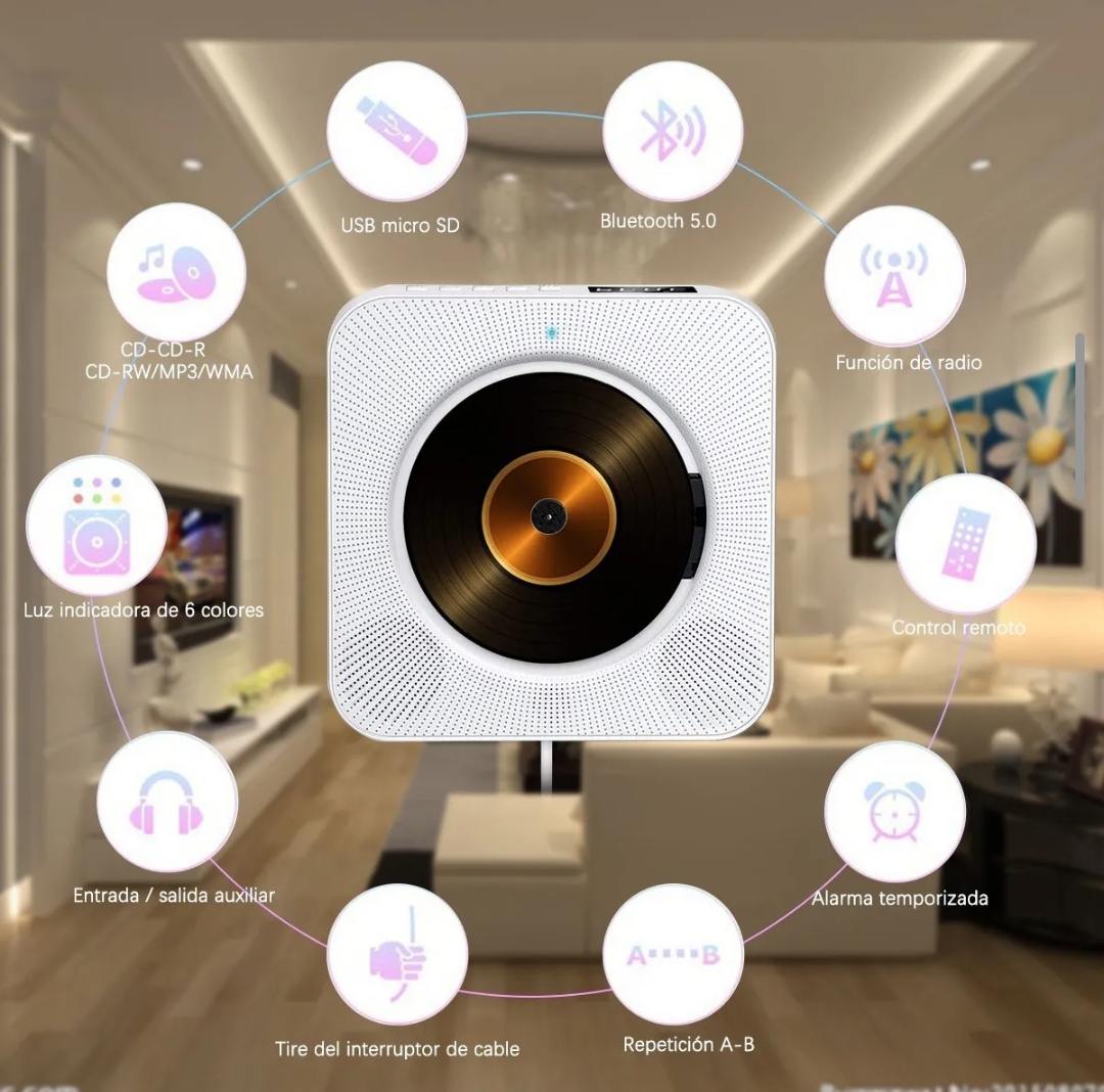 Reproductor De Cd De Música Portátil De Pared.