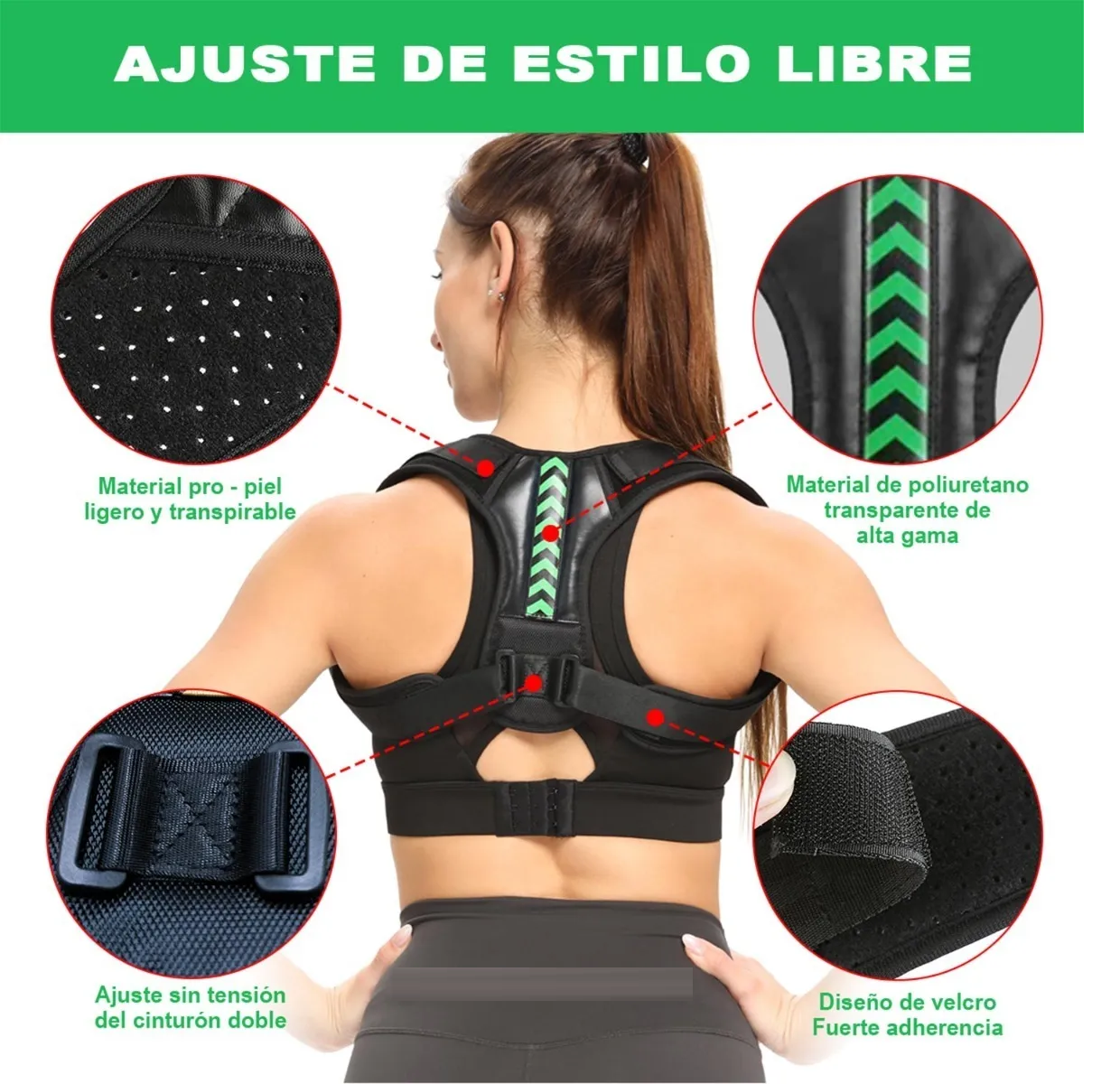 Corrector Postura Espalda Para Hombre Y Mujer Ajustable Faja M