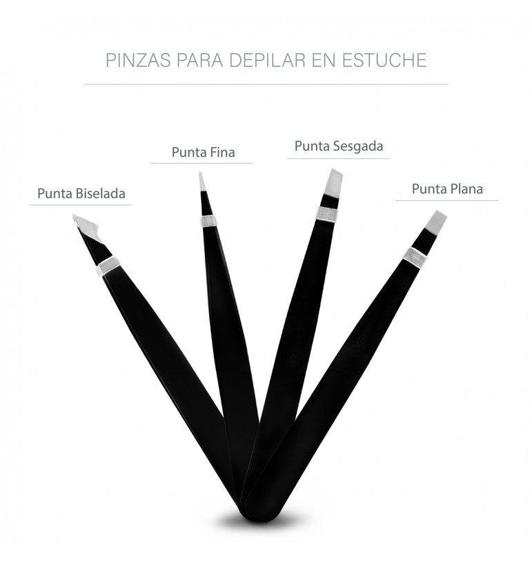 Juego de 4 pinzas profesionales para depilar con estuche
