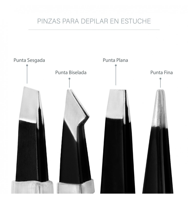 Juego de 4 pinzas profesionales para depilar con estuche