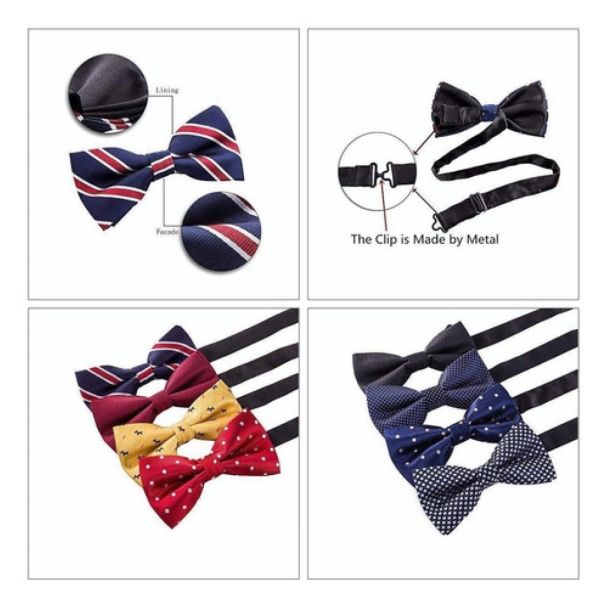8 Pzs Corbata De Moño Doble 12x6.5