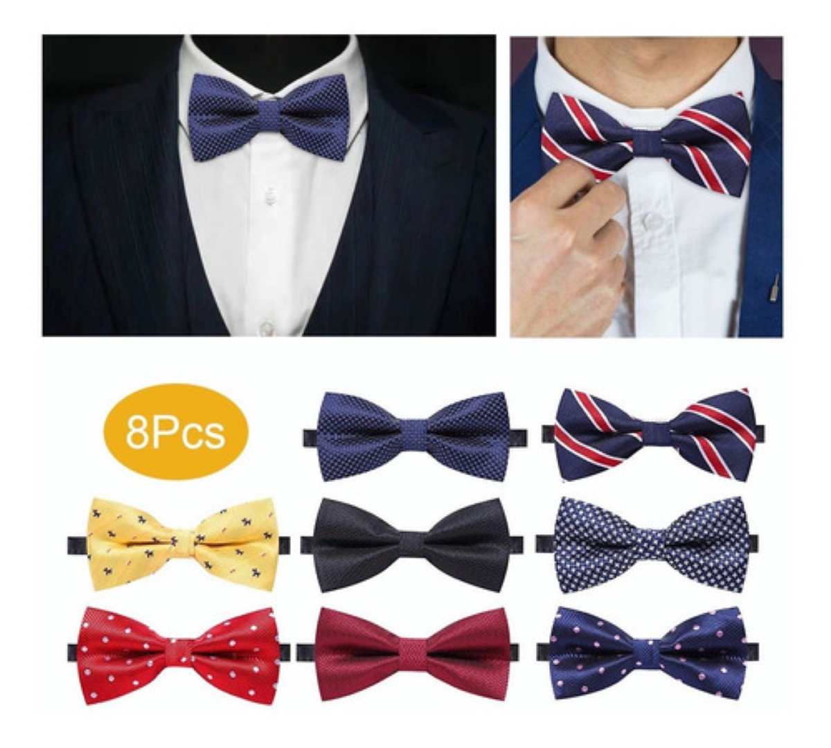 8 Pzs Corbata De Moño Doble 12x6.5