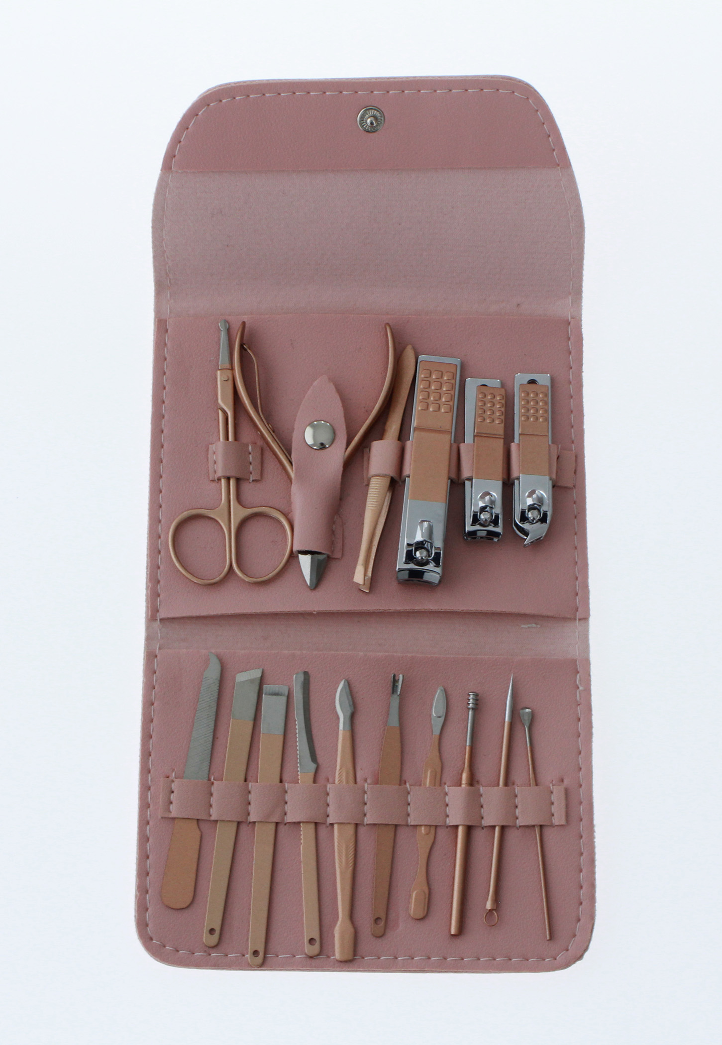 Kit Manicura Pedicura 16 En 1 Set Acero Inoxidable Viaje Color Rosa