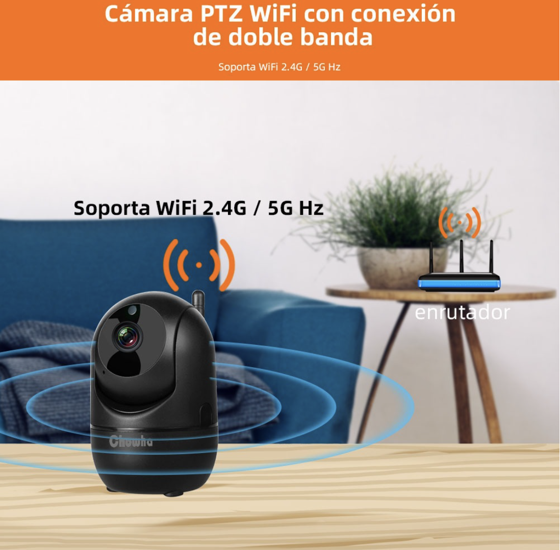 Cámara De Seguridad Ip 5g Wifi 1080p Ptz Vigilancia con Alexa