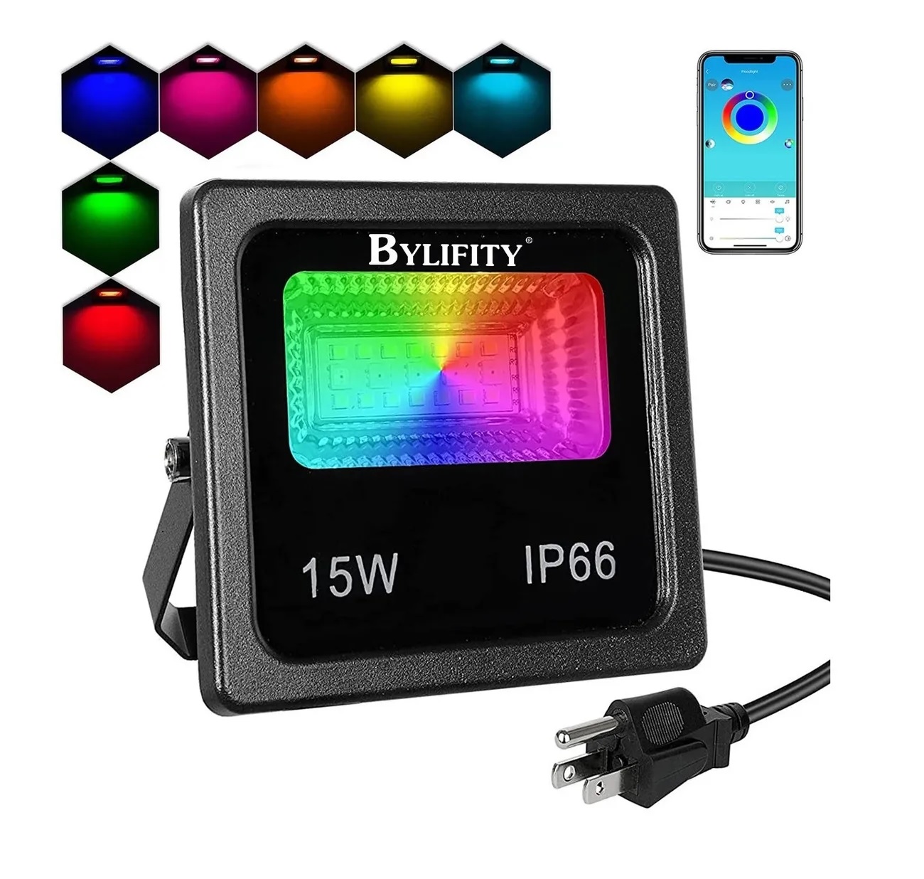 Reflector Led Rgb 15w Luses Led De Colores Exterior Ip66