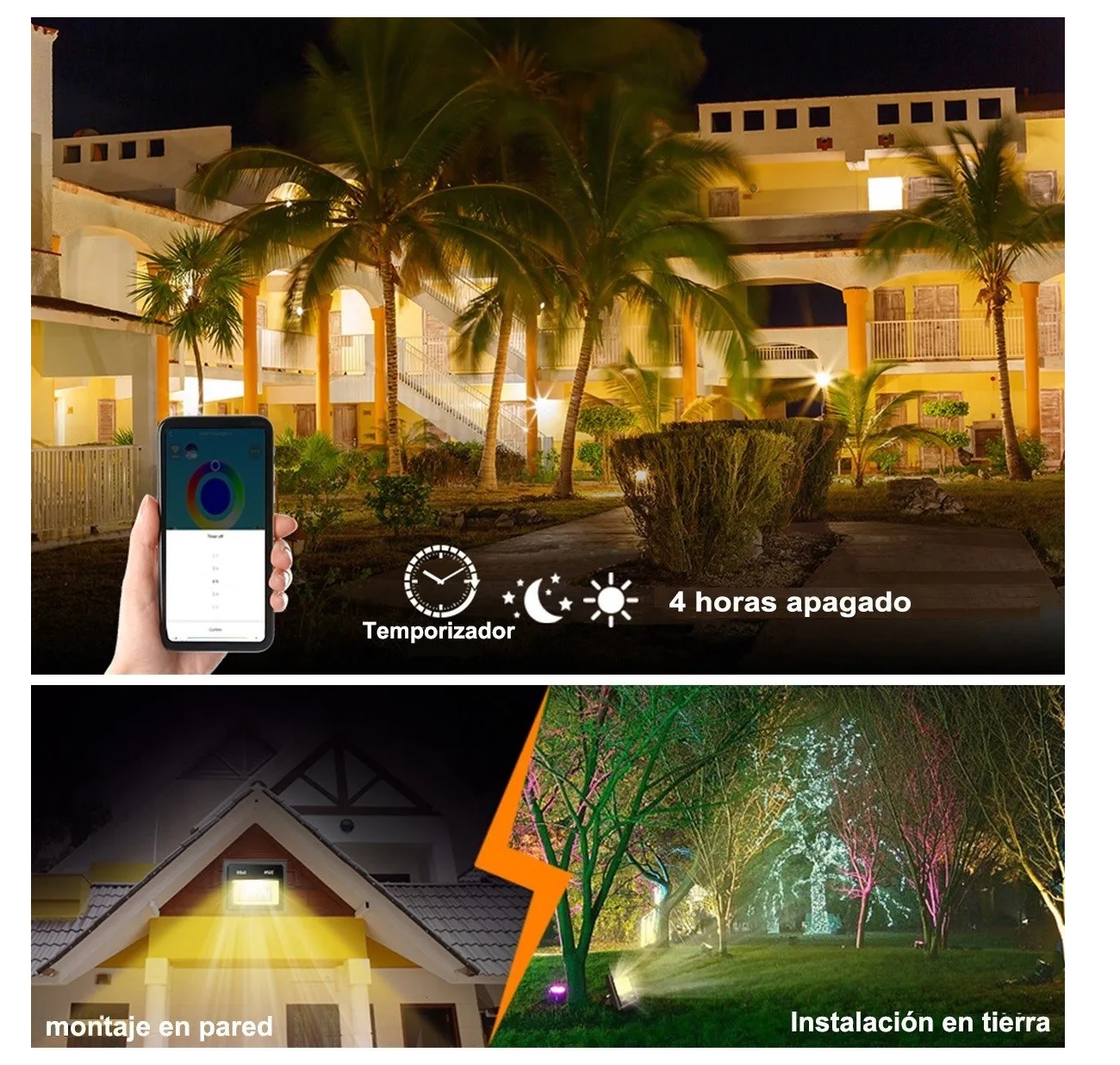 Reflector Led Rgb 15w Luses Led De Colores Exterior Ip66