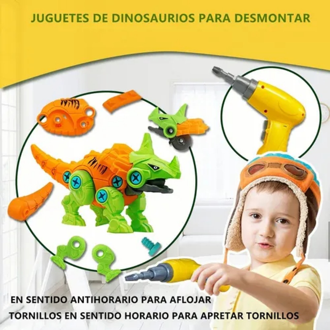 4 Dinosaurios Juguete Construcción Montaje Taladro Electrico