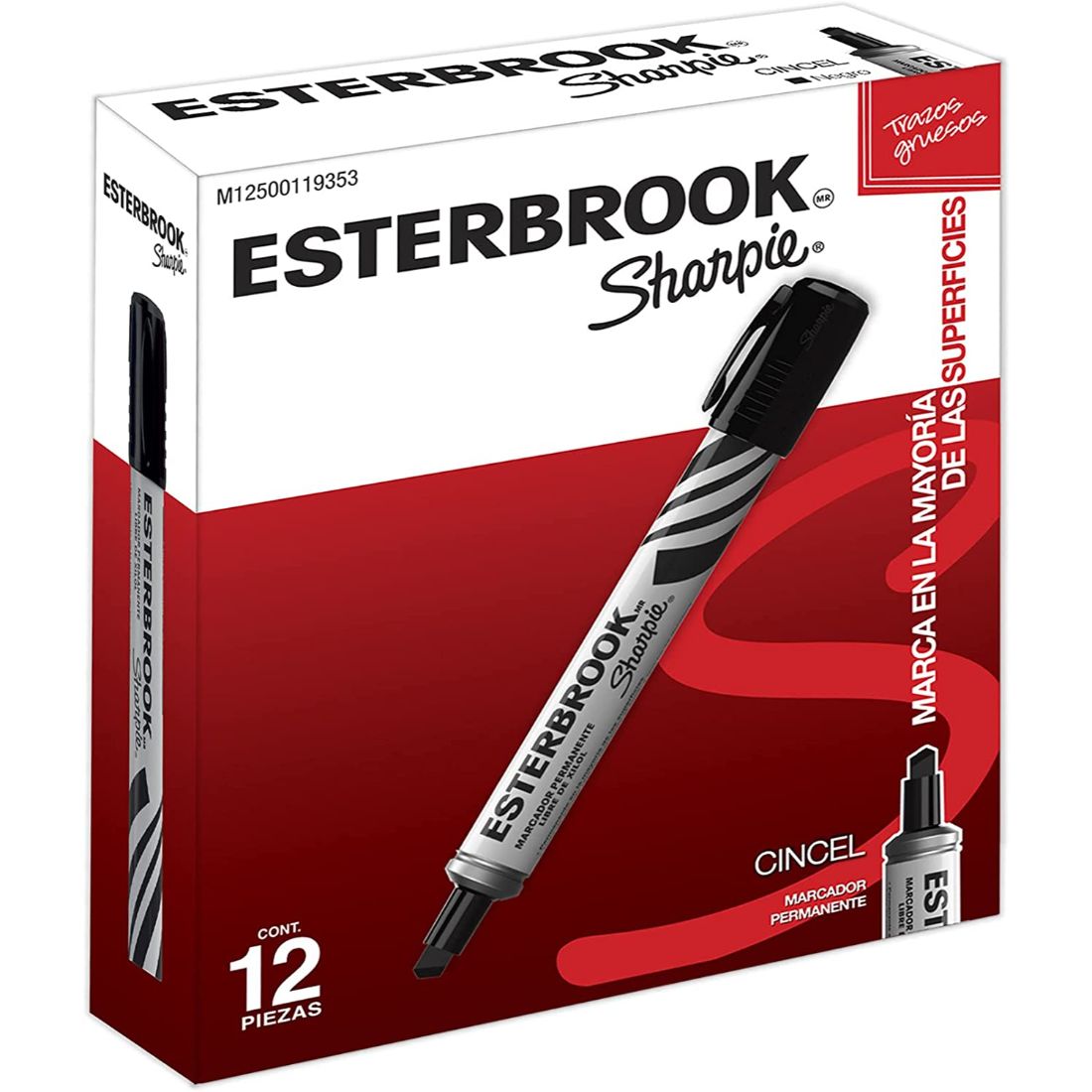 Sharpie M12500119353 Esterbrook Marcador Permanente Grueso, Caja de 12 Piezas, negro