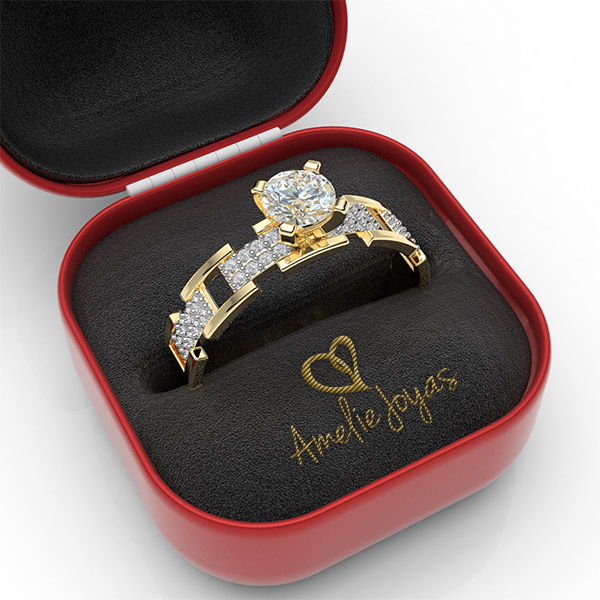 Anillo de compromiso en Oro Amarillo de 14K Amelie Joyas