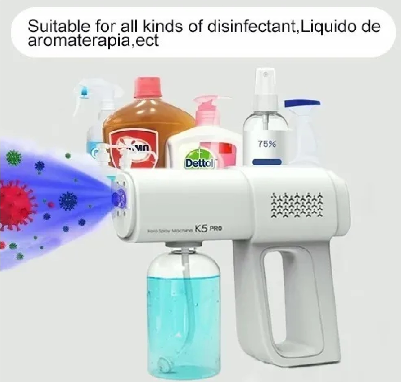 Desinfectante Pistola Sanitizante Nano Blu Spray Inalambrica