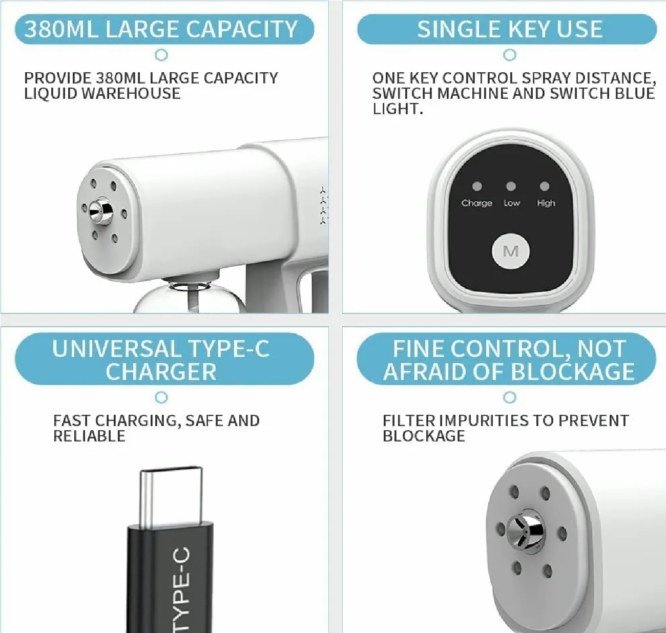 Desinfectante Pistola Sanitizante Nano Blu Spray Inalambrica