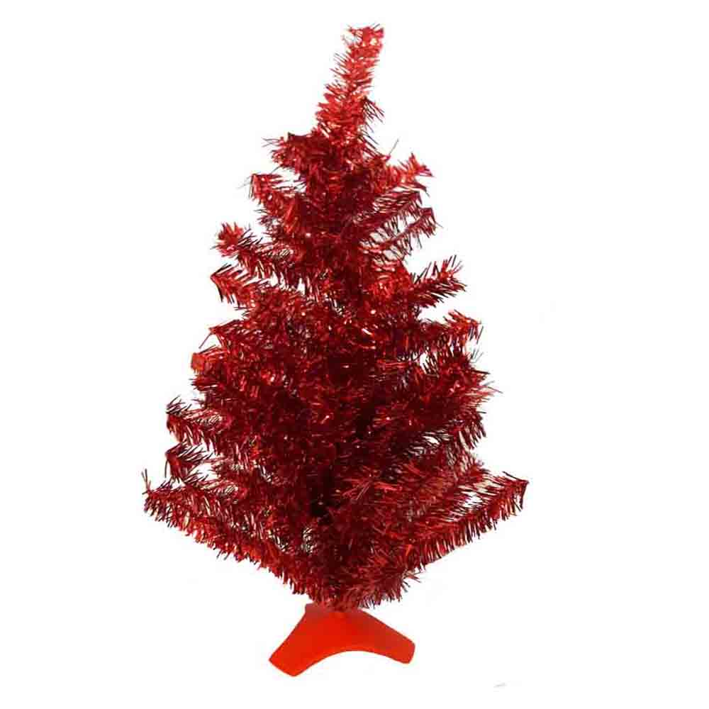 Arbol de Navidad Artificial Mini Rojo Decoración de Mesa Alto 60 cm Kyuden Home