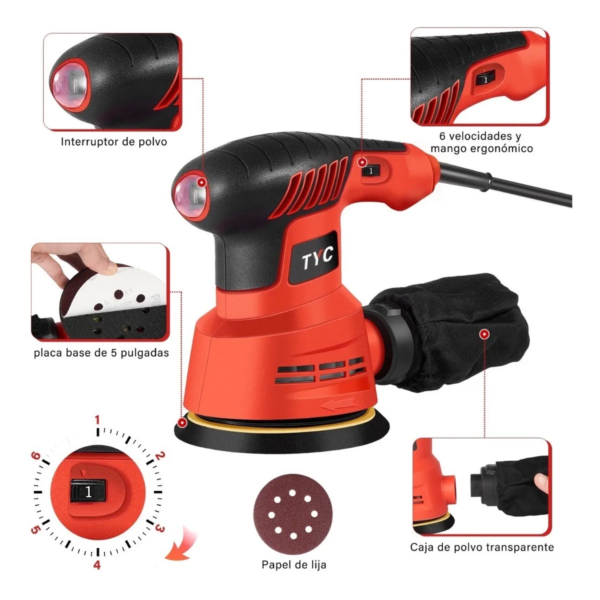 Lijadora Profesional Roto Orbital 50hz/60hz 300w 110v