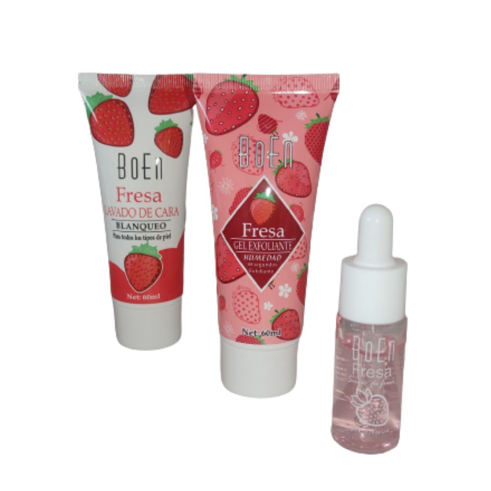 BOEN Kit 3 en 1 Limpieza Facial con Limpiador + Exfoliante y Suero Hidratante