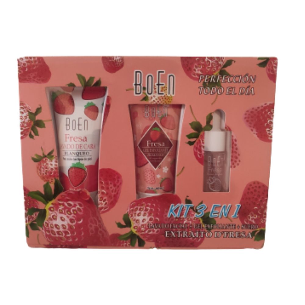 BOEN Kit 3 en 1 Limpieza Facial con Limpiador + Exfoliante y Suero Hidratante