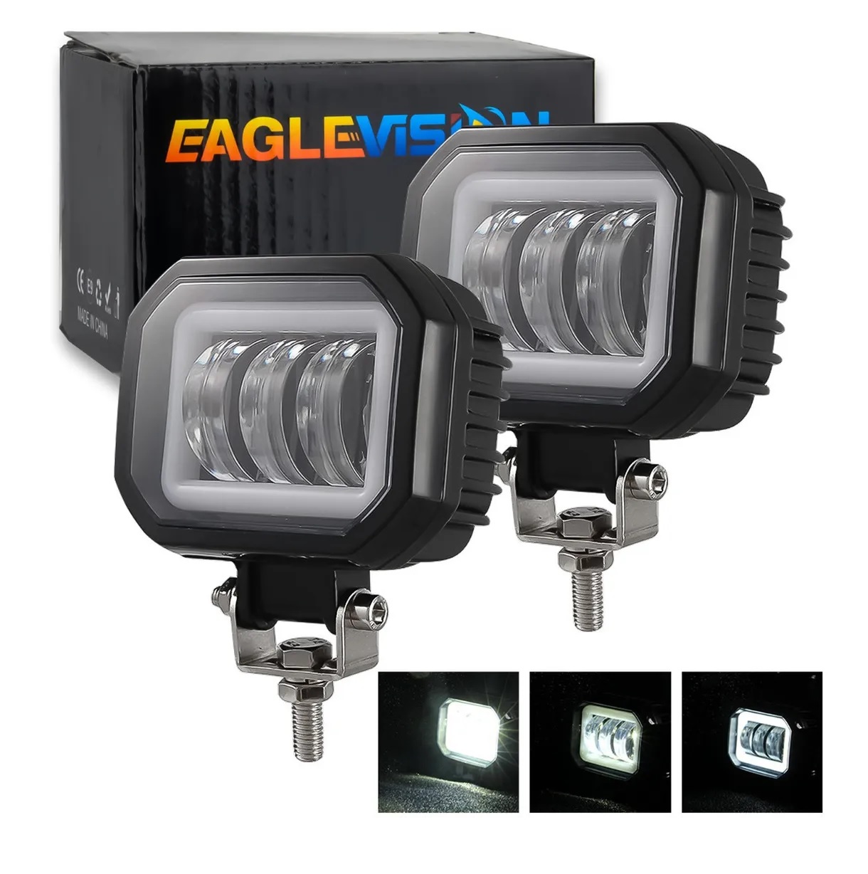 Par Faros Ojos De Ángel 4'' Faro Niebla Luz Blanca Auto Moto