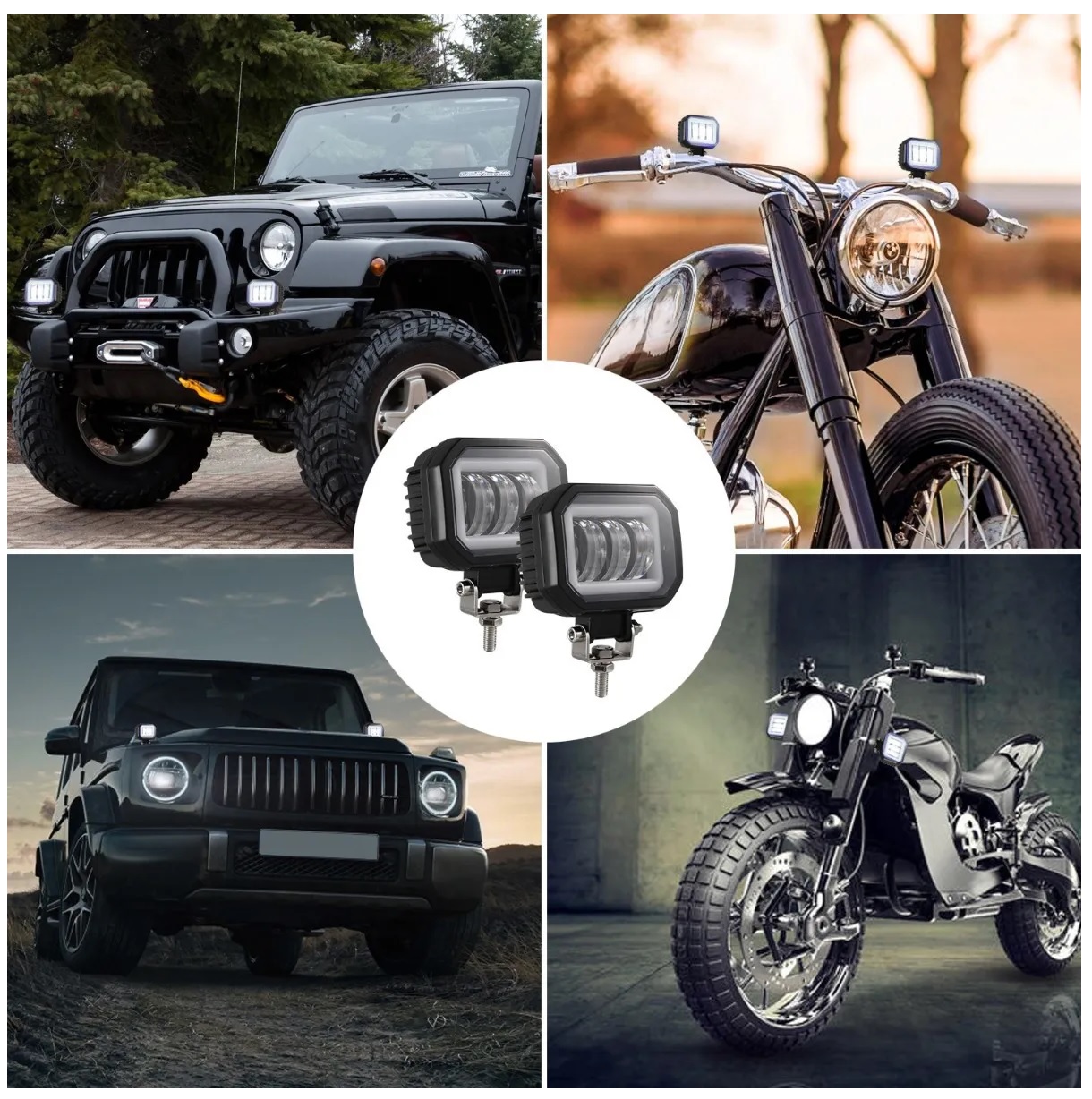 Par Faros Ojos De Ángel 4'' Faro Niebla Luz Blanca Auto Moto