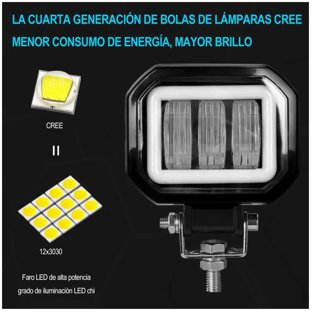 Par Faros Ojos De Ángel 4'' Faro Niebla Luz Blanca Auto Moto