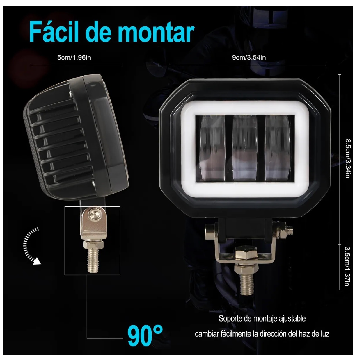 Par Faros Ojos De Ángel 4'' Faro Niebla Luz Blanca Auto Moto