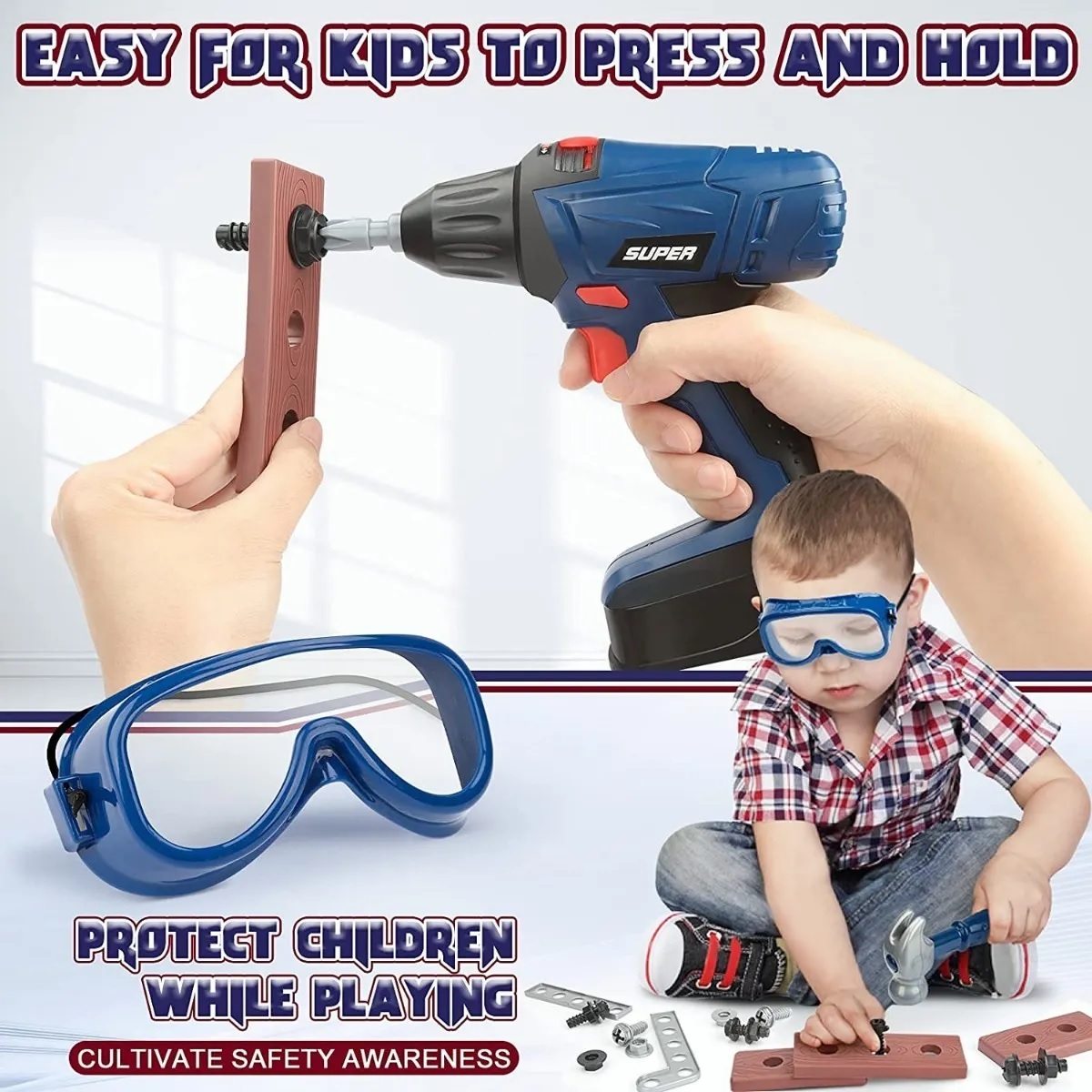 Juguete Herramientas Caja Taladro Infantil Accesorios