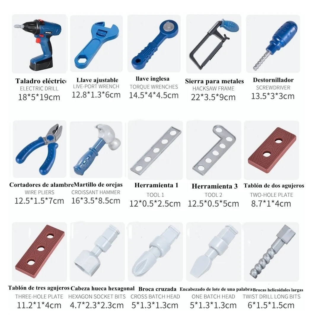 Juguete Herramientas Caja Taladro Infantil Accesorios