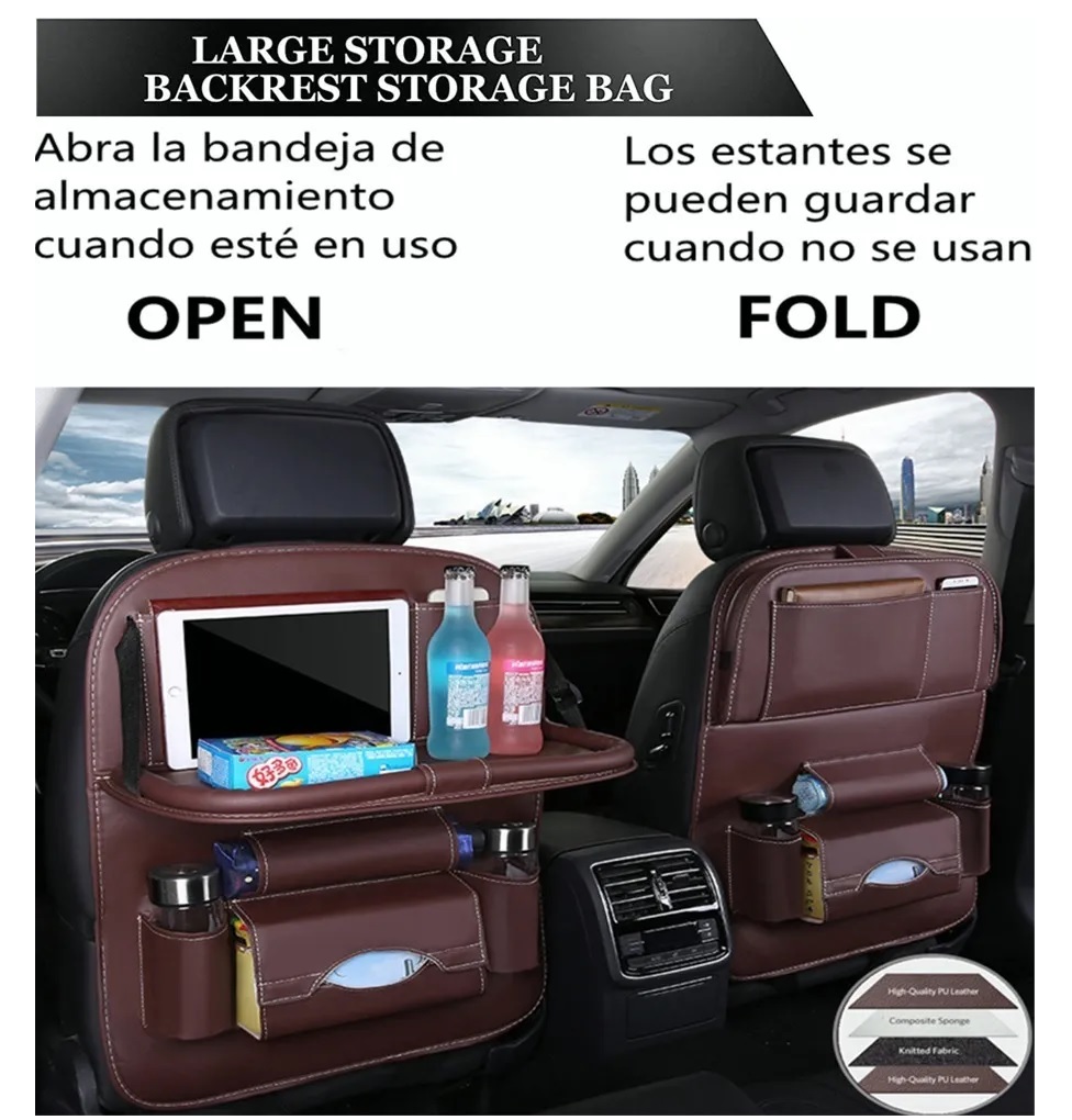 Organizador Para Auto Asiento Trasero Contra Agua Marron