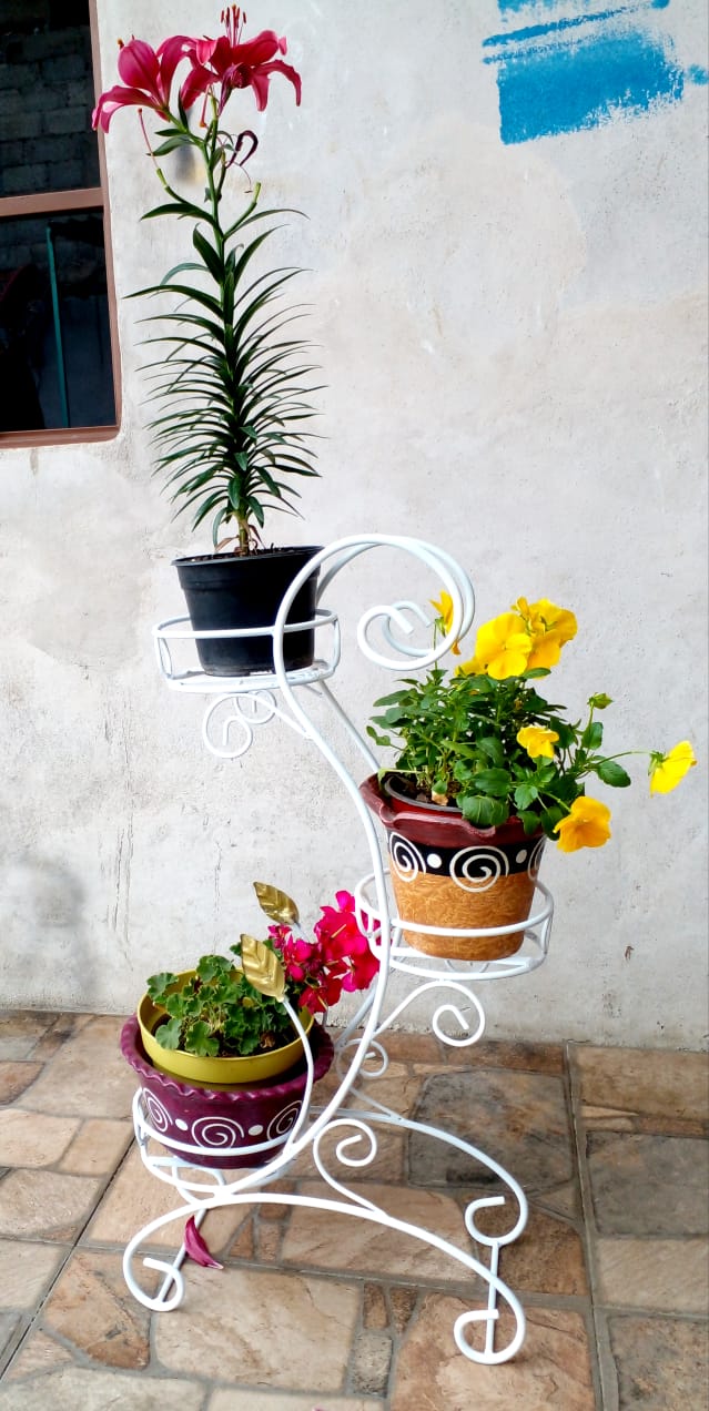 Base De Piso Para 3 Macetas Decoración Para Interior Y exterior 