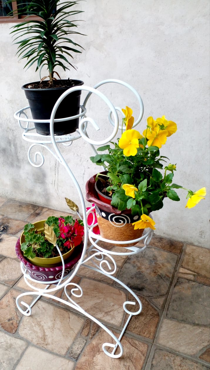 Base De Piso Para 3 Macetas Decoración Para Interior Y exterior 