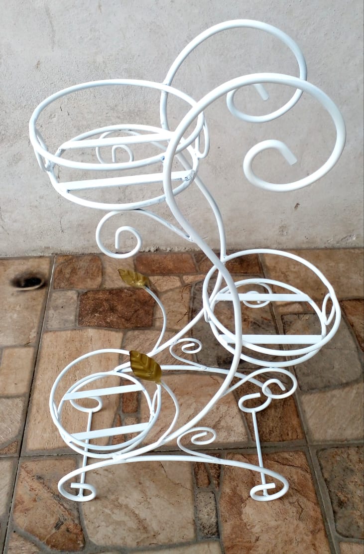 Base De Piso Para 3 Macetas Decoración Para Interior Y exterior 