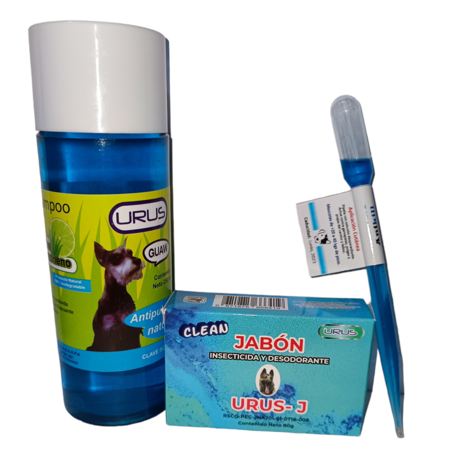 Kit Antipulgas para Perros (pipeta, shampoo y jabón)