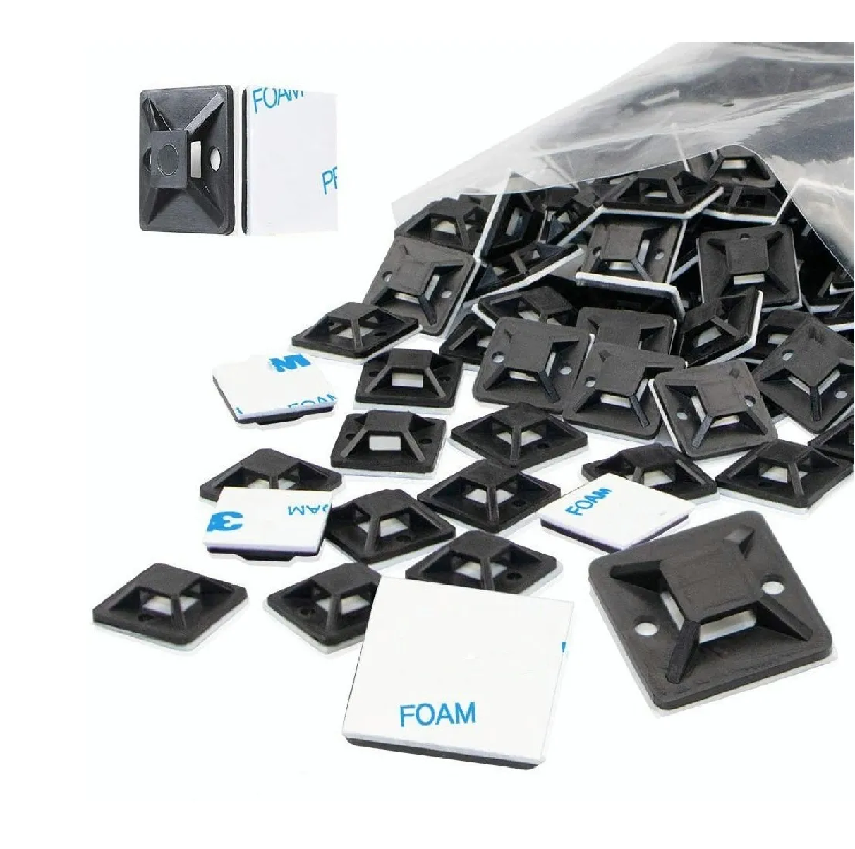 Bases Adherible Negro/blanco Para Cincho 20mm Bolsa 500pzas Negro