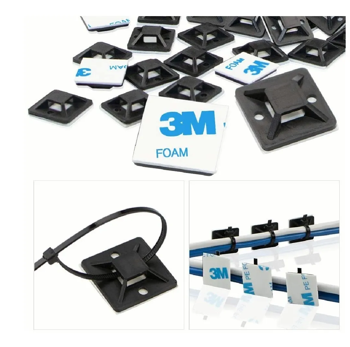 Bases Adherible Negro/blanco Para Cincho 20mm Bolsa 500pzas Negro