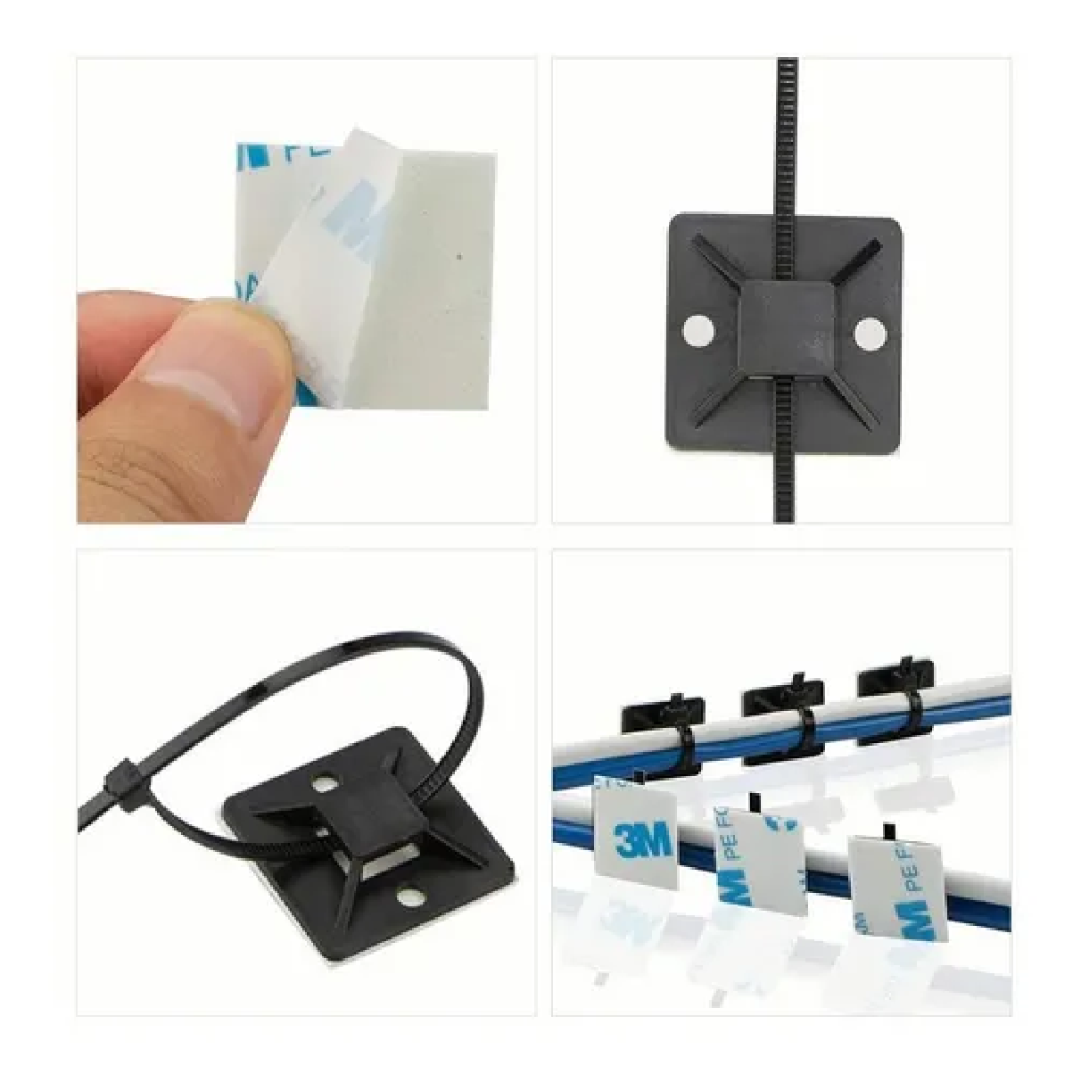 Bases Adherible Negro/blanco Para Cincho 20mm Bolsa 500pzas Negro