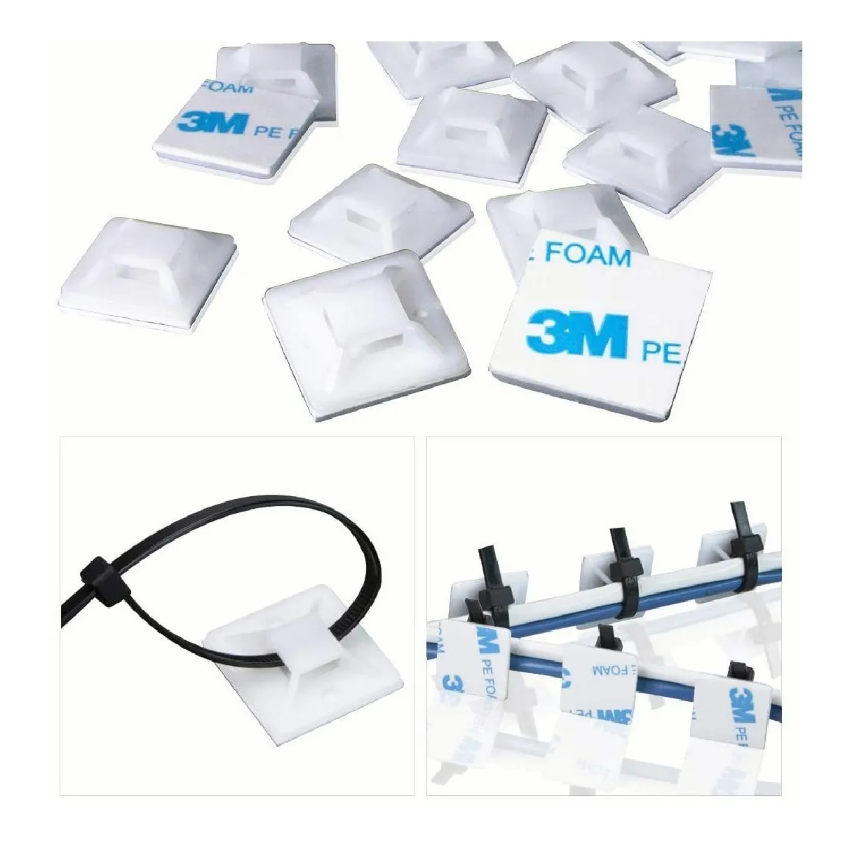 Bases Adherible Negro/blanco Para Cincho 20mm Bolsa 500pzas Blanco