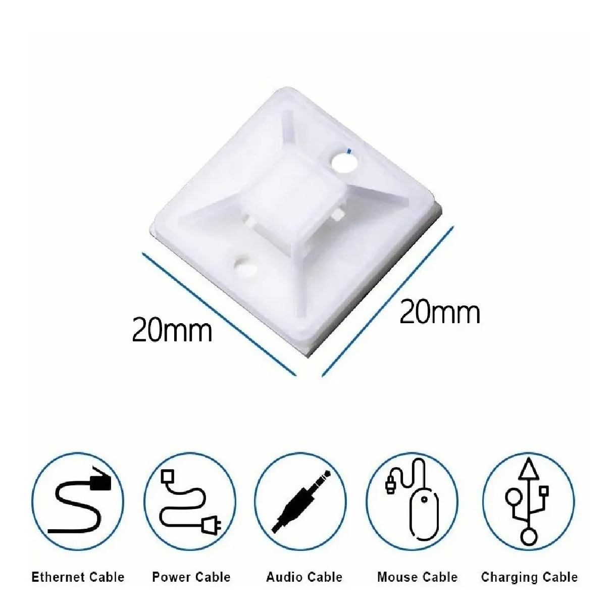 Bases Adherible Negro/blanco Para Cincho 20mm Bolsa 500pzas Blanco