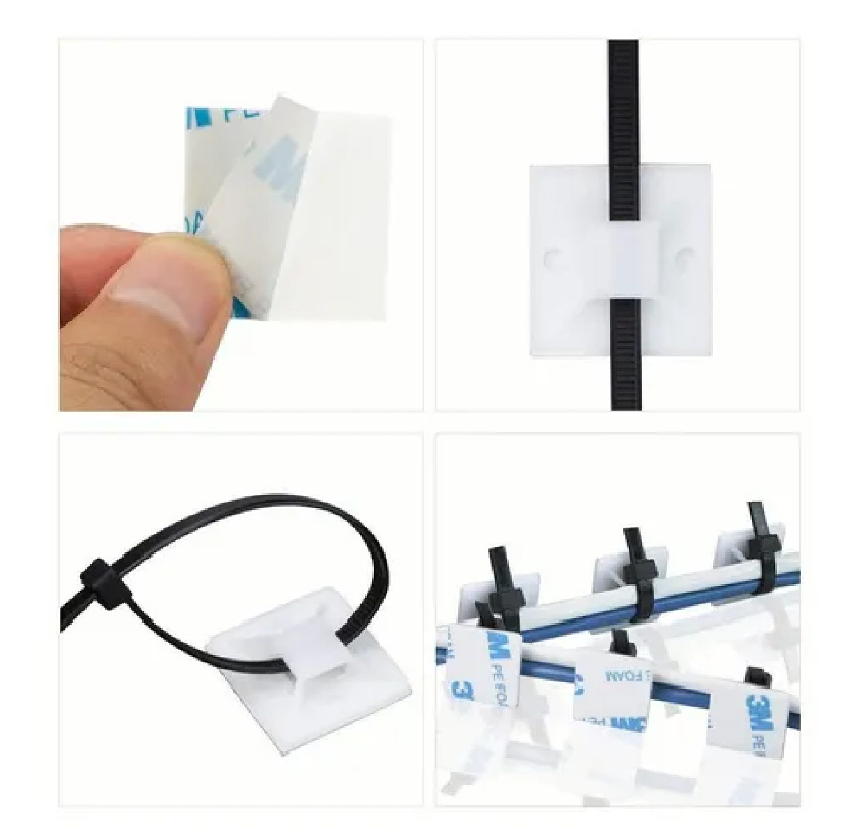 Bases Adherible Negro/blanco Para Cincho 20mm Bolsa 500pzas Blanco