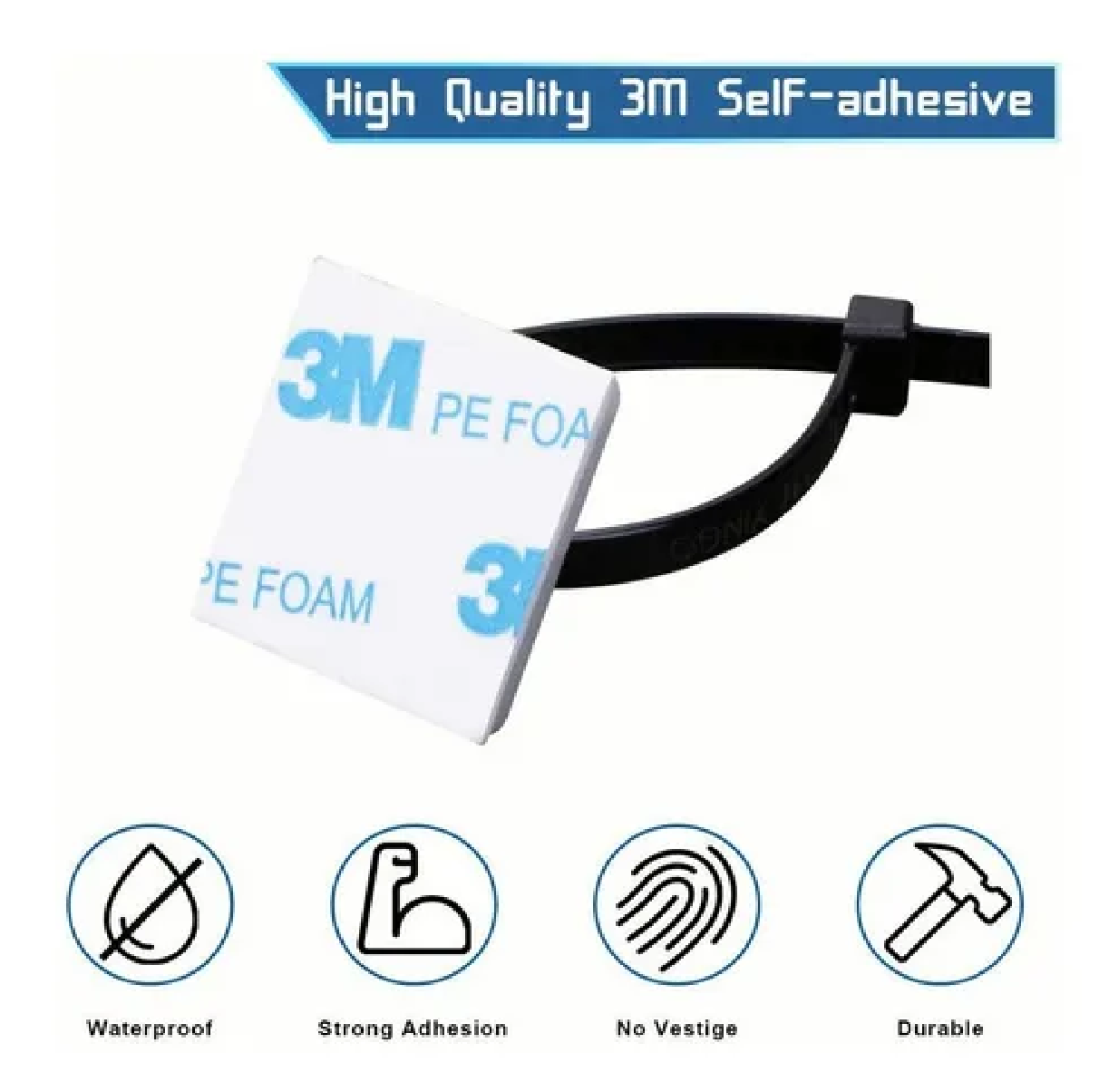 Bases Adherible Negro/blanco Para Cincho 20mm Bolsa 500pzas Blanco