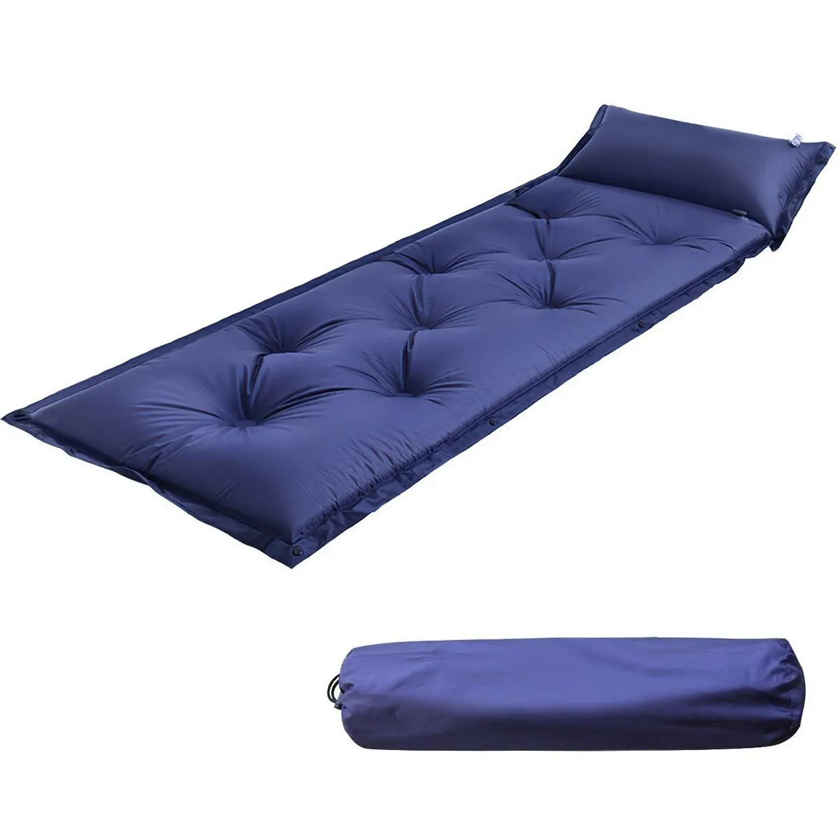 Colchoneta Acampar Inflable Ultraligera Portátil + Almohada  Azul