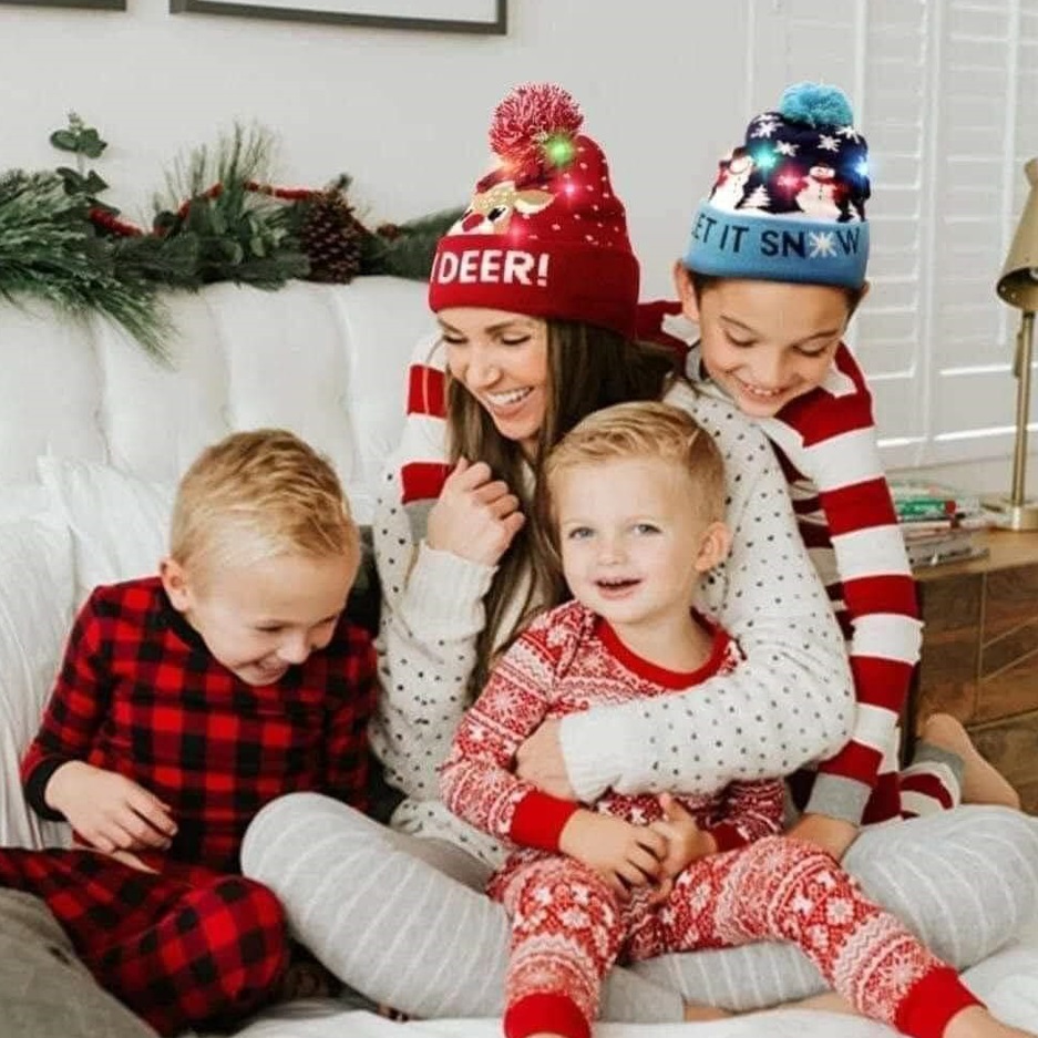 Gorros Navideños con luz LED
