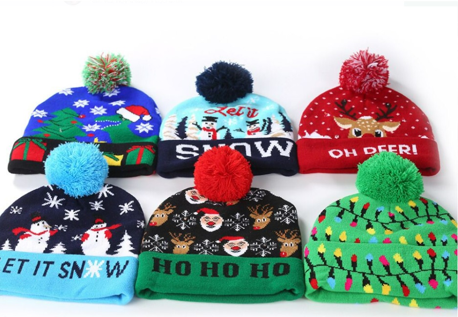 Gorros Navideños con luz LED