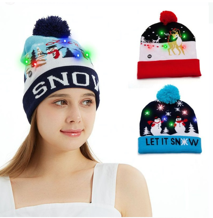 Gorros Navideños con luz LED