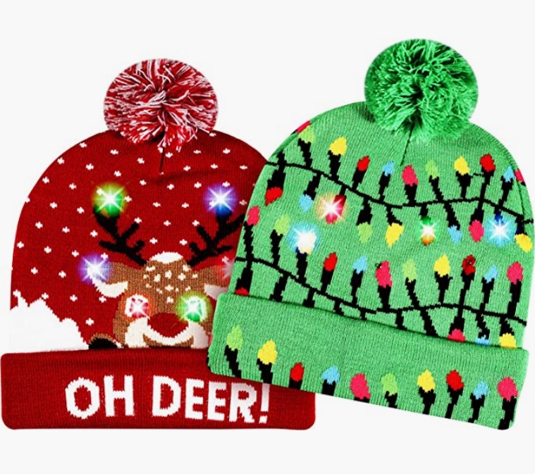 Gorros Navideños con luz LED