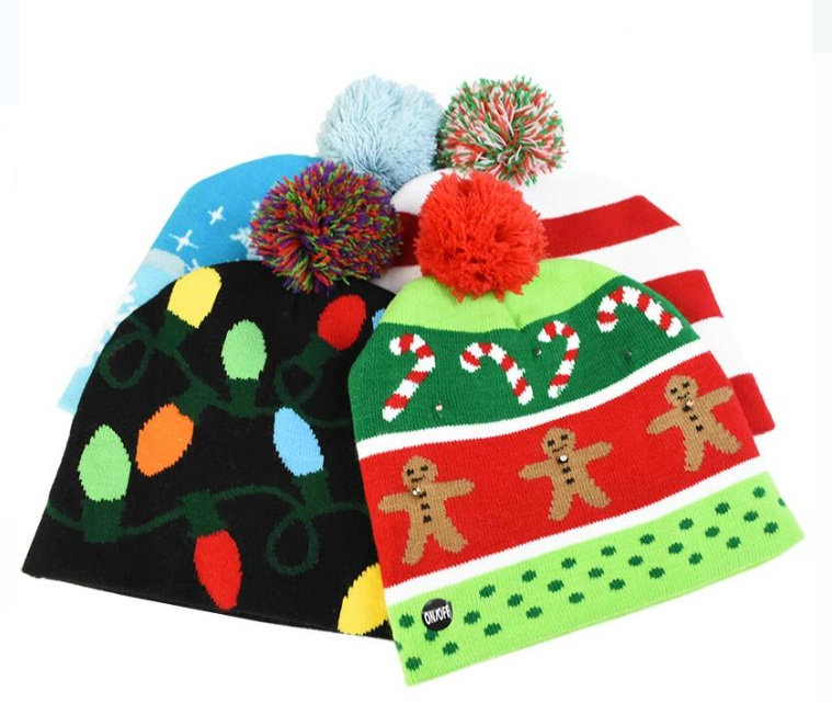 Gorros Navideños con luz LED