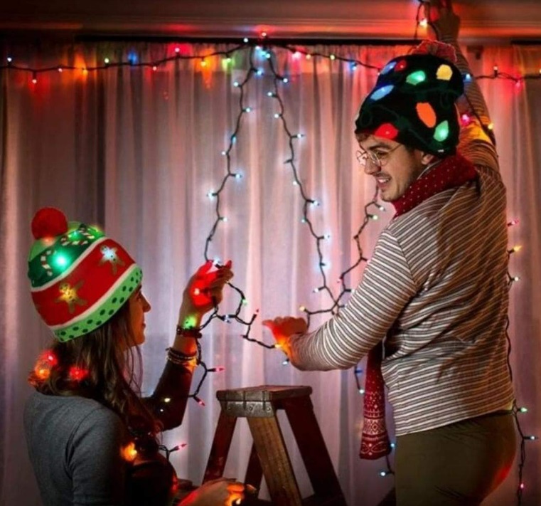 Gorros Navideños con luz LED