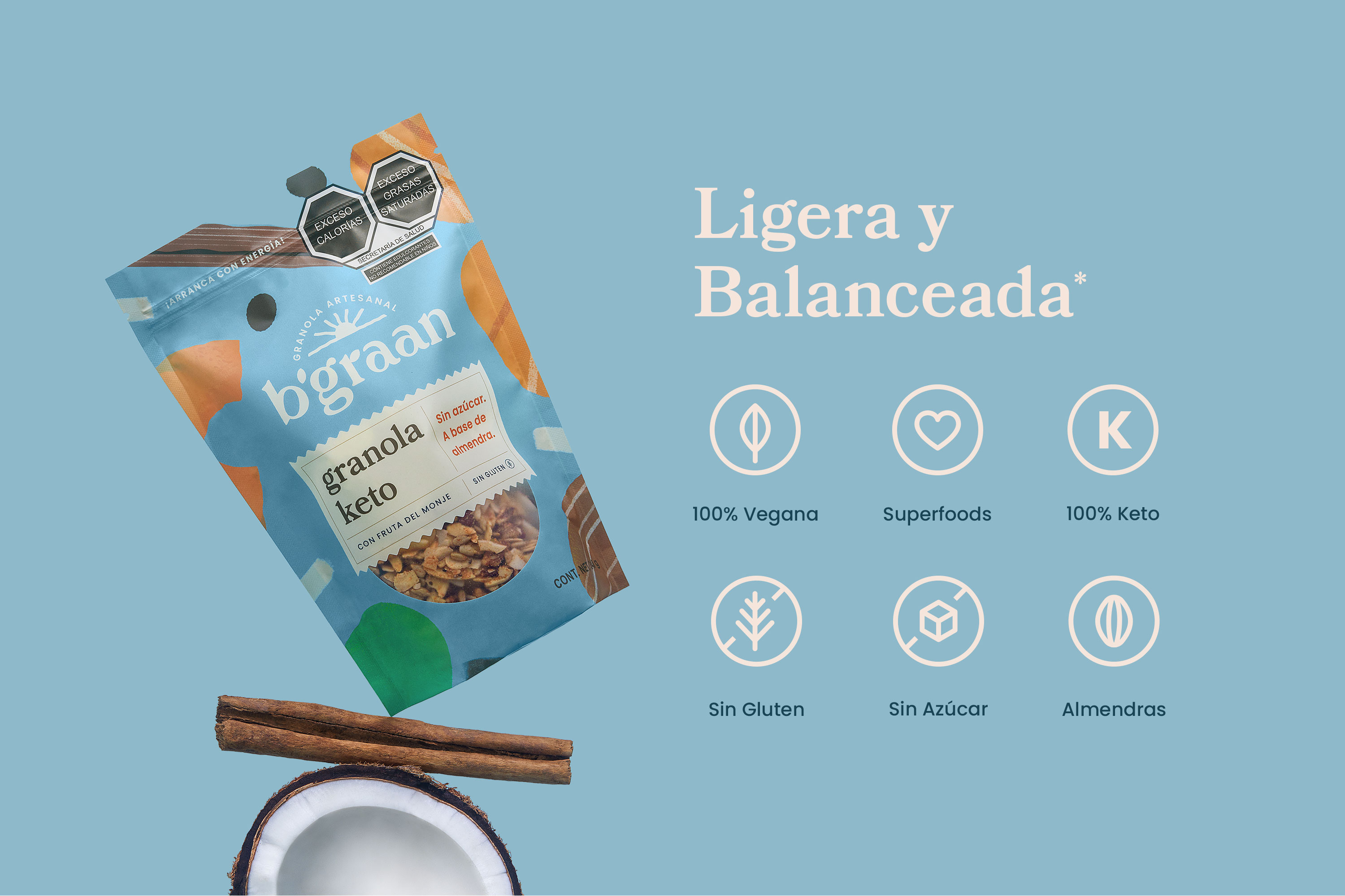 Granola Sin Azúcar Keto B'graan 1 Kg
