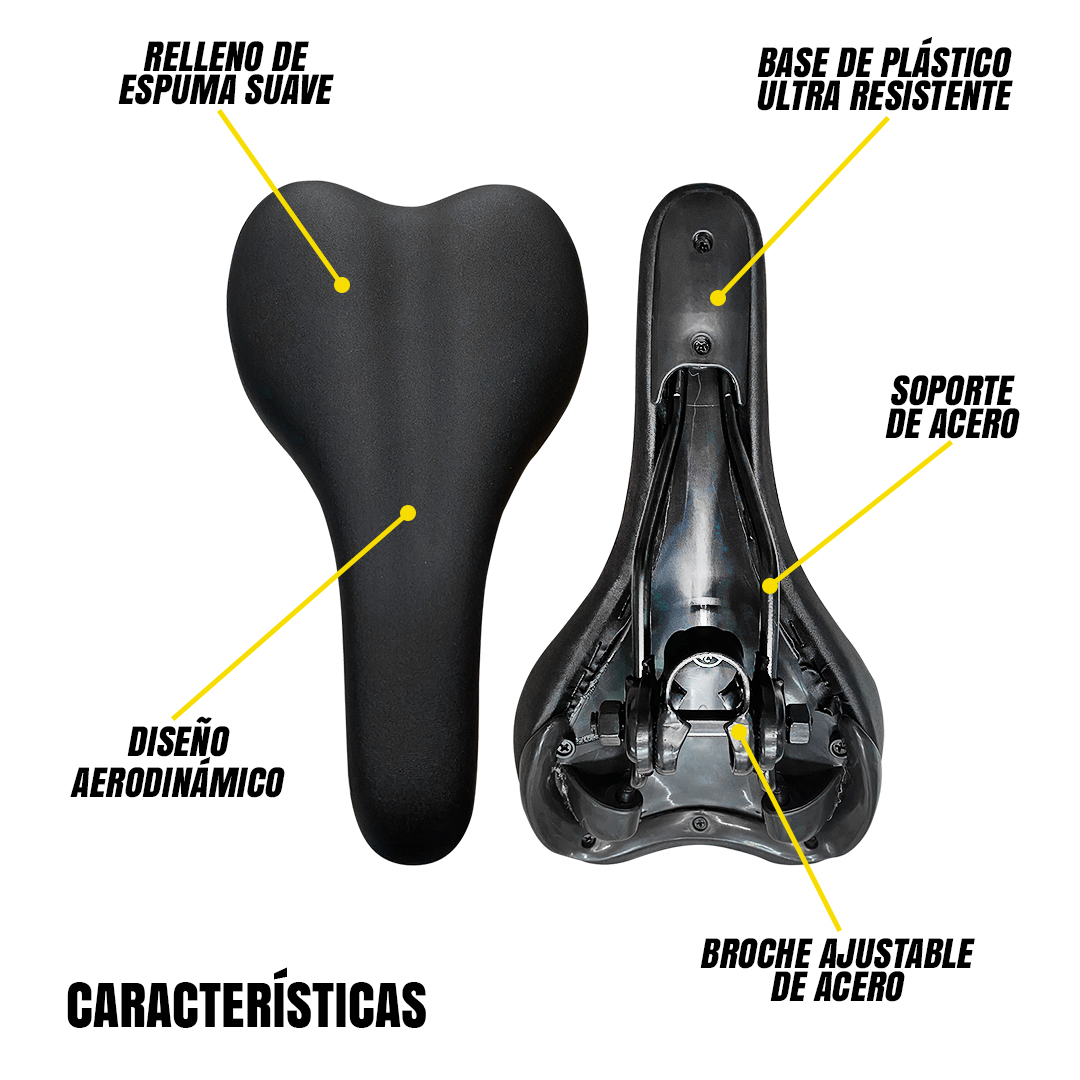 Asiento Bicicleta Mtb Ultra Confortable Con Broche