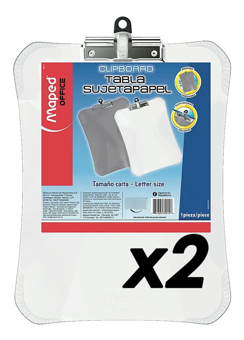 2 Tablas Sujetapapel Clipboard Carta Mayoreo Recargarse Escribi