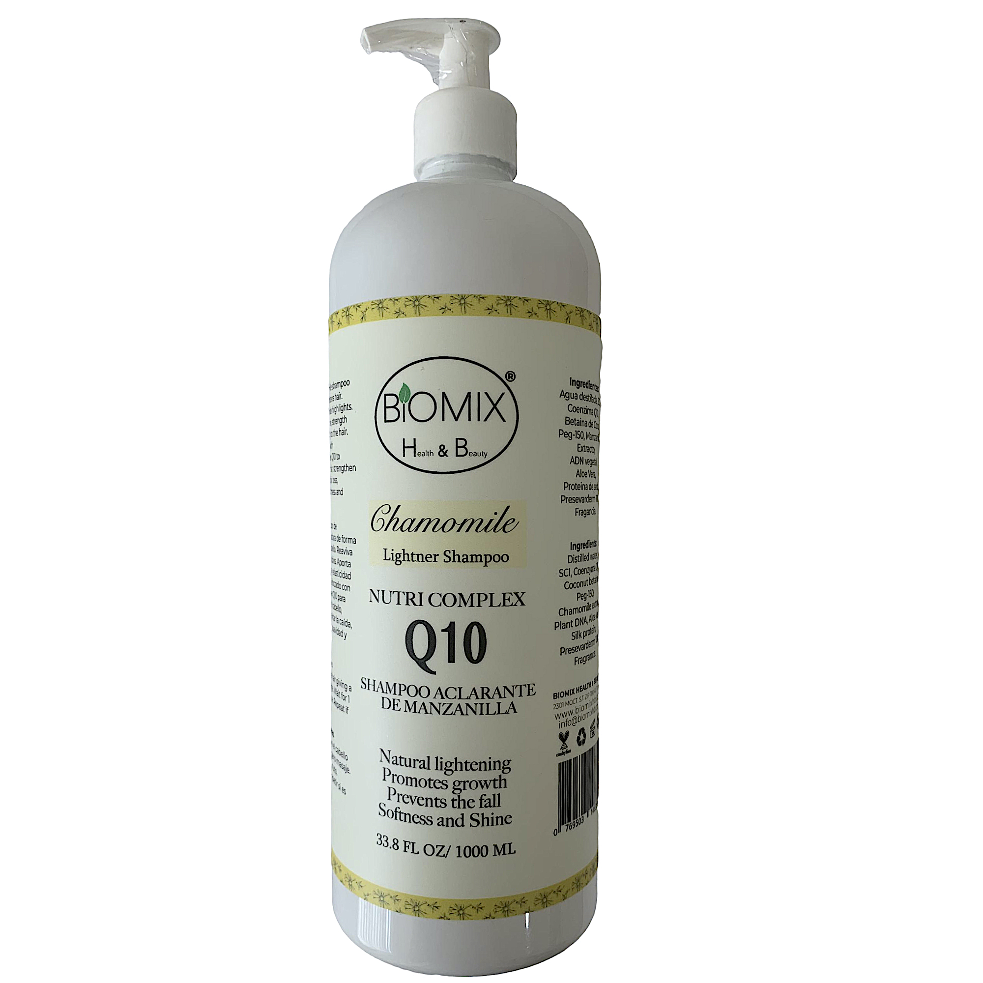 Shampoo Aclarante De Manzanilla Sensitive reforzado con Nutricomplex Q10 para Crecimiento del Cabello 1 Litro