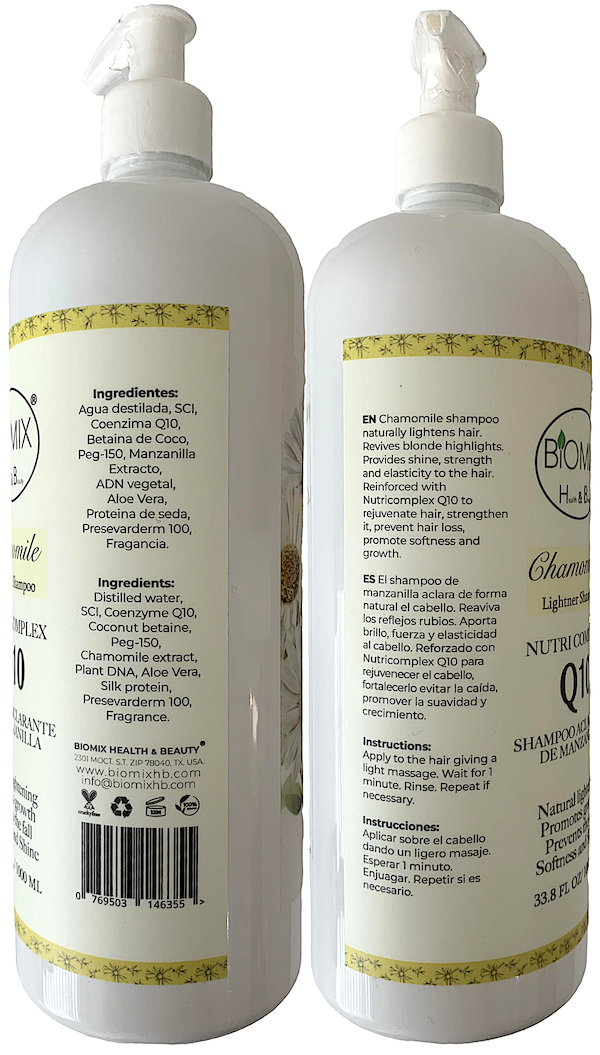 Shampoo Aclarante De Manzanilla Sensitive reforzado con Nutricomplex Q10 para Crecimiento del Cabello 1 Litro