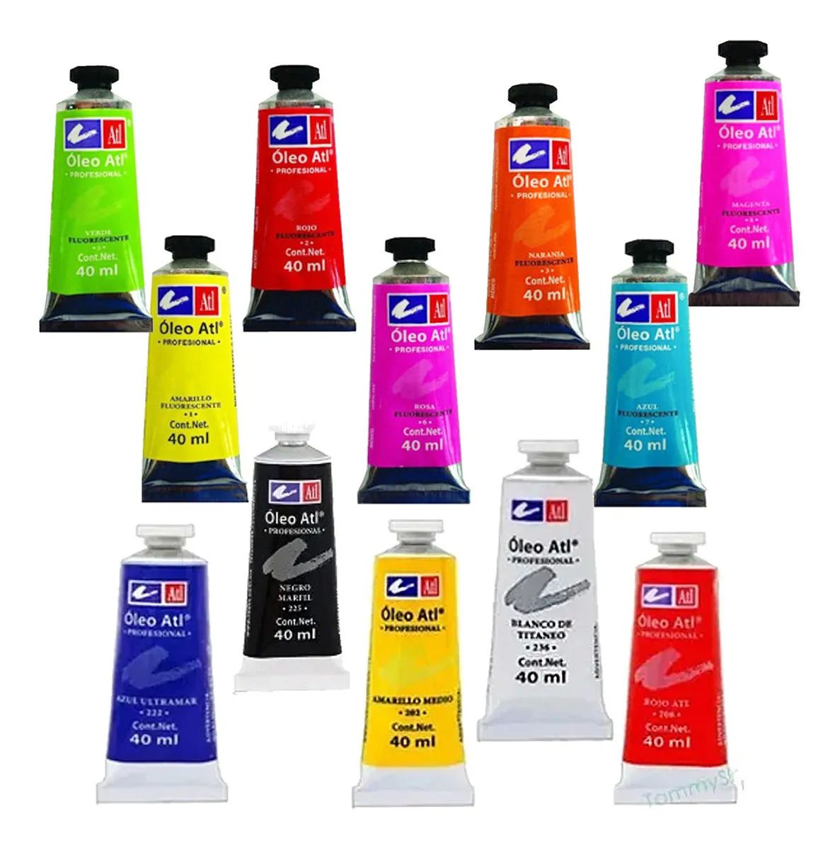 Set Pinturas Oleo Colores Surtidos + Neon Fluorescentes